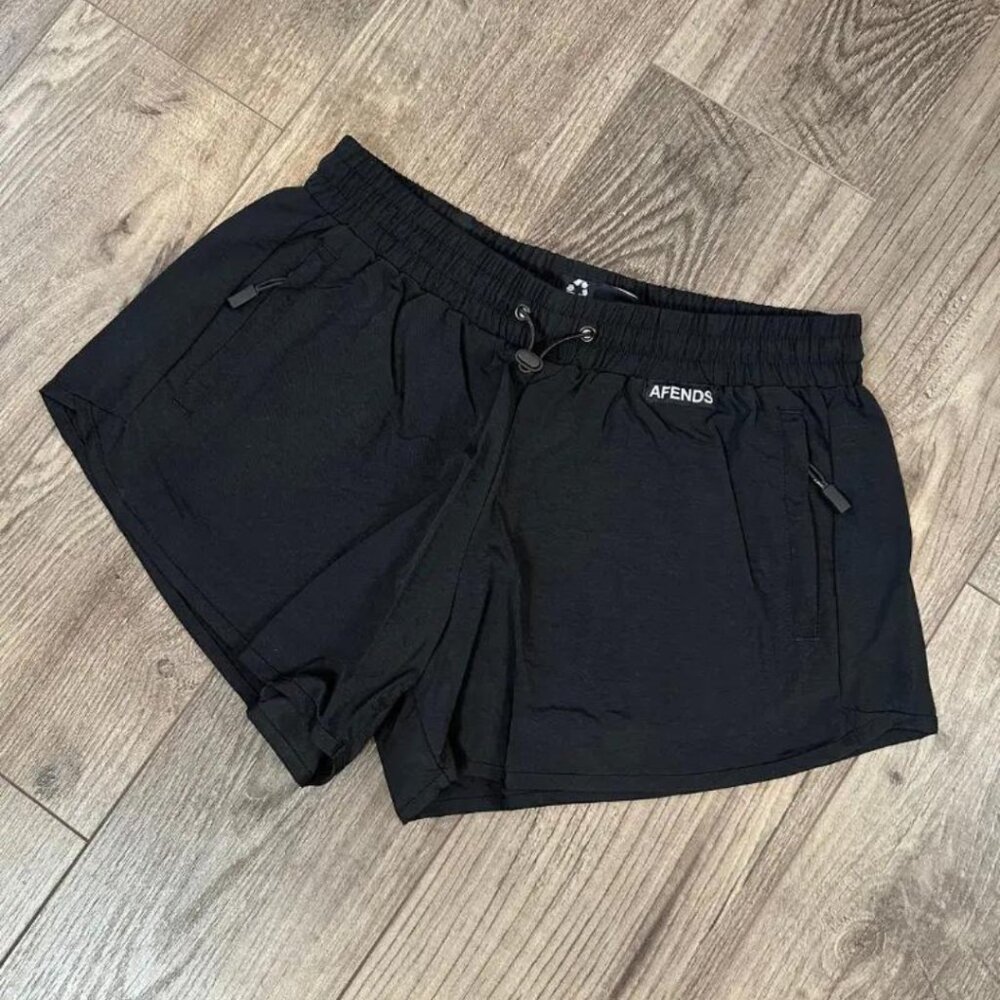 NWT Afends - Pala - Women's Recycled Black Nylon Spray Shorts - Size Small